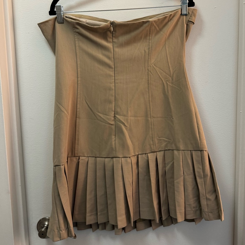 NWT Anthropologie Flat White Strapless Pleated Mini Dress - Picture 5 of 5